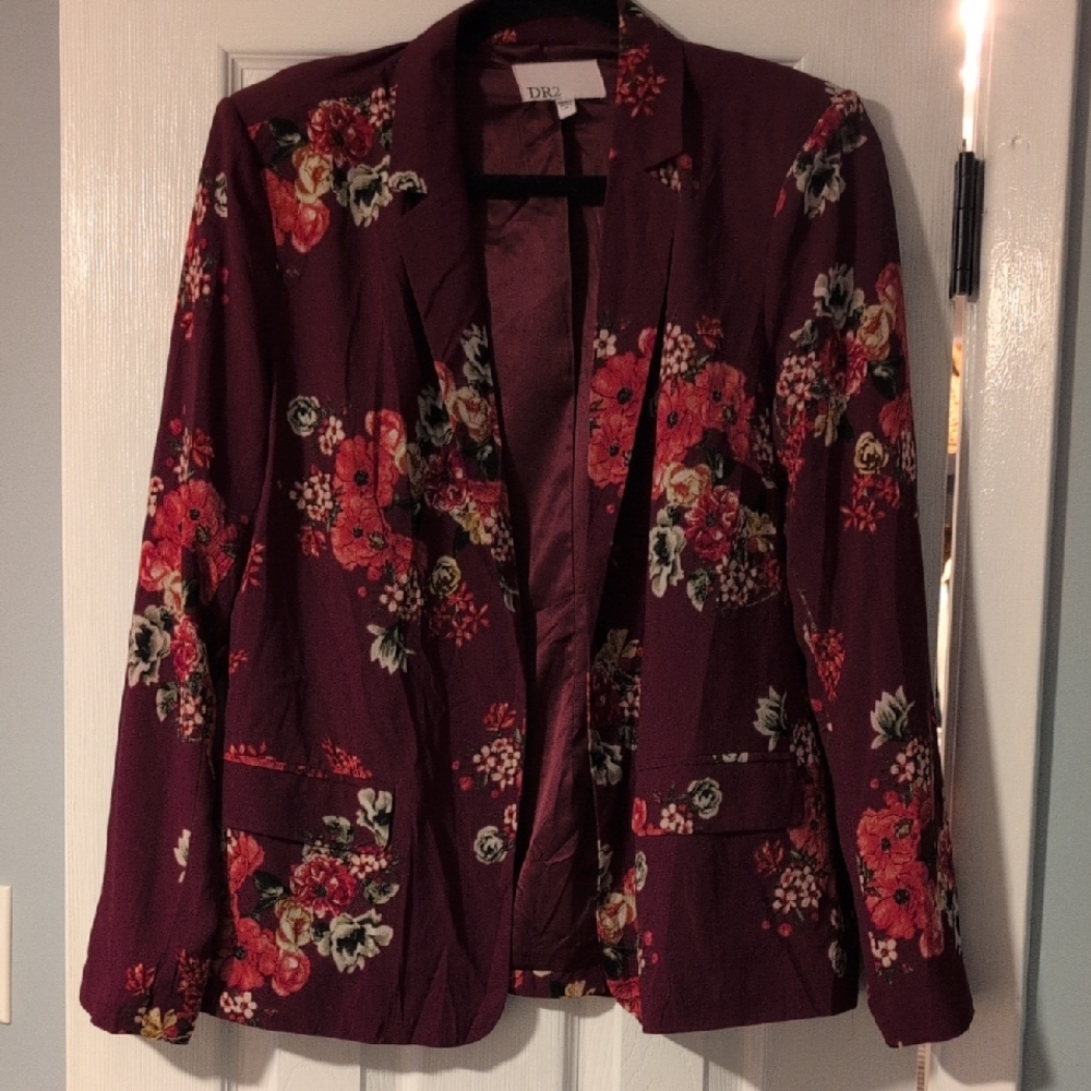 DR2 Women's Floral Blazer - Red and Black